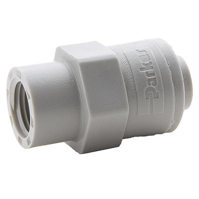 1/4 Push-to-Connect Tube x 1/8 Female NPTF Natural Parker Hannifin F4FC2 TrueSeal Kynar Female Connector Fitting with Fluorocarbon Seal